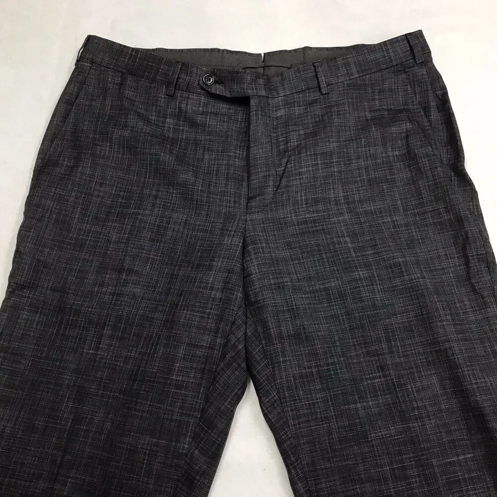 ERMENEGILDO ZEGNA Milano Dress Pants Men 56R (36x30) Gray Wool Silk Suit Trouser